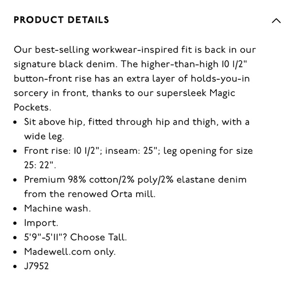 🆕 Madewell button front crop wide leg jeans - Picture 6 of 6